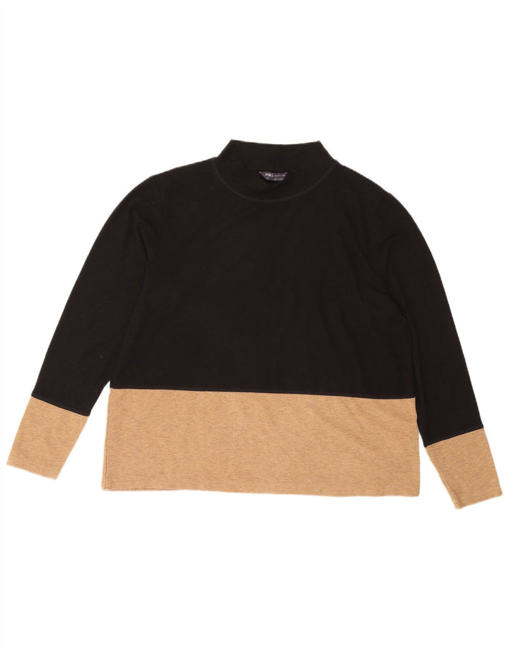 Bluzka damska MARKS & SPENCER UK 16, duży, czarny poliester z blokami kolorów