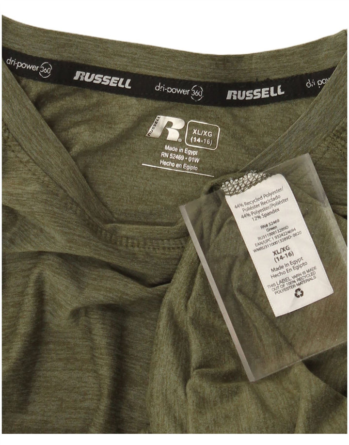 Top chłopięcy RUSSELL ATHLETIC Dri-Power z długim rękawem 14-15 lat XL Khaki