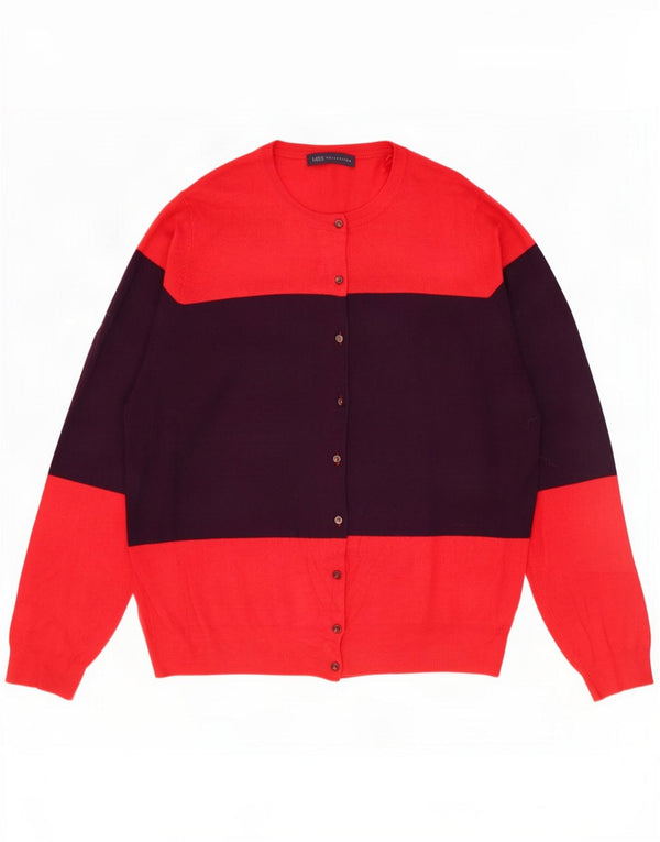 Marks & Spencer Damski sweter kardigan UK 18 XL Fioletowy blok kolorów wiskoza
