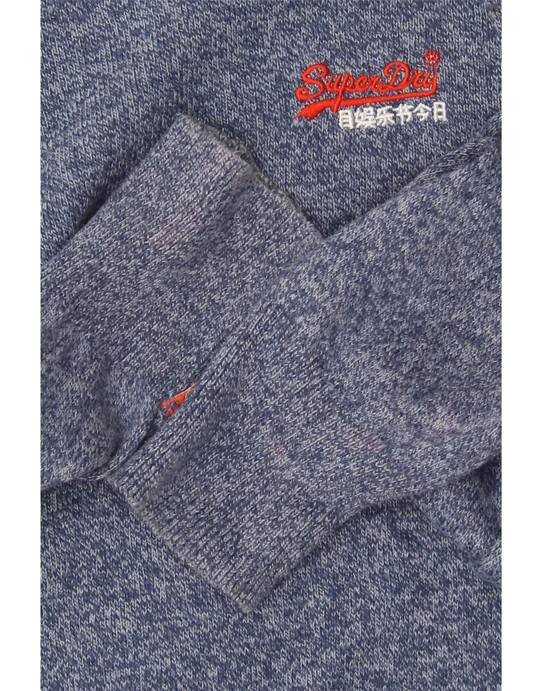 Męski sweter z wycięciem pod szyją Superdry, bawełniany, w kolorze średniego niebieskiego w cętki