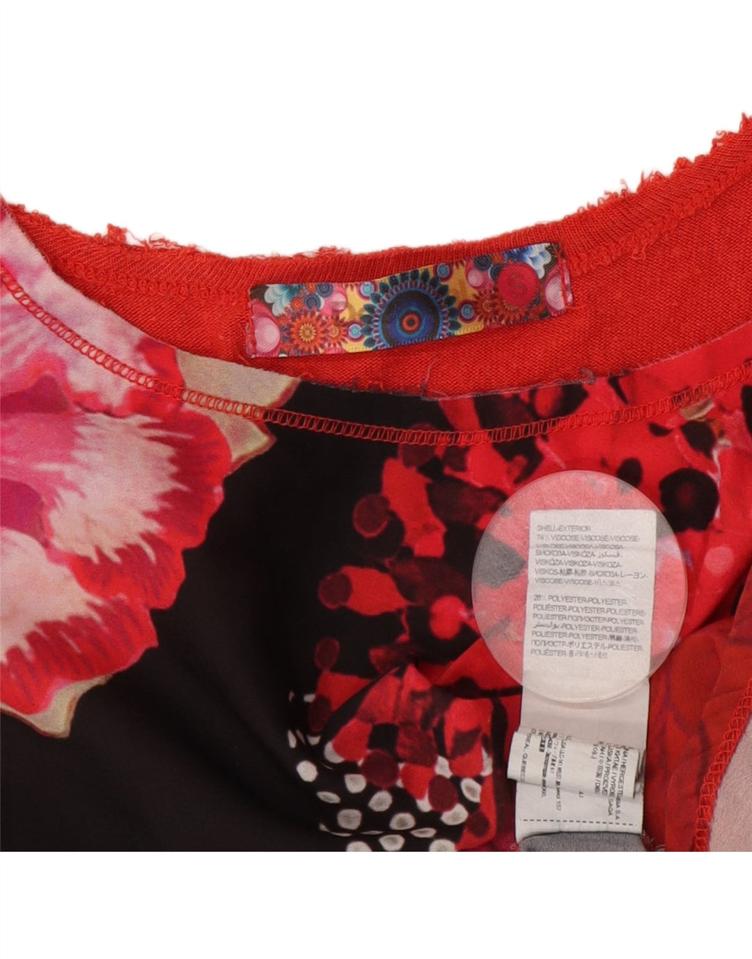 Desigual damska koszulka oversize Crazy Pattern Top UK 10 Small Red Floral