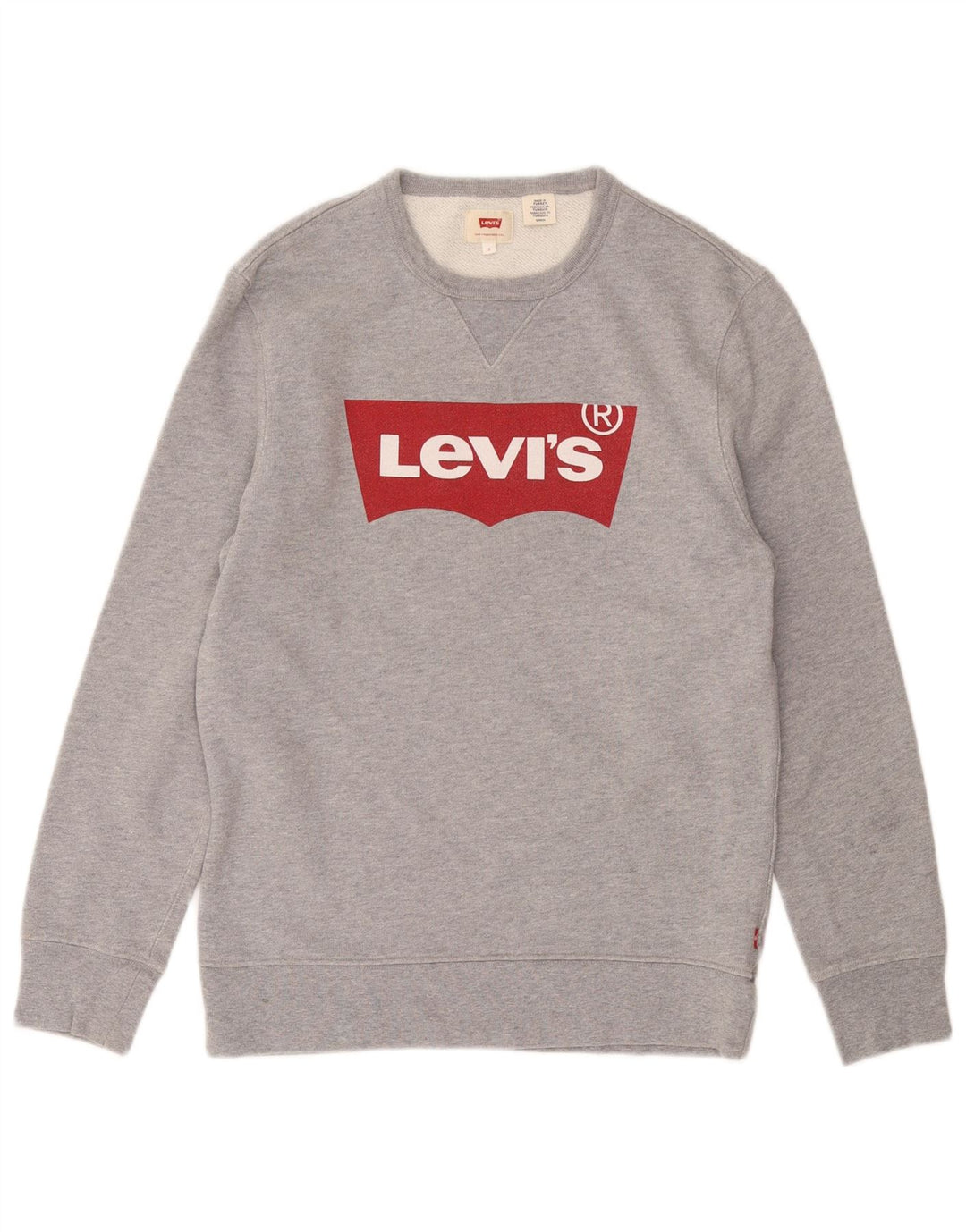 Męski sweter z grafiką LEVI'S, mały, szary, bawełniany