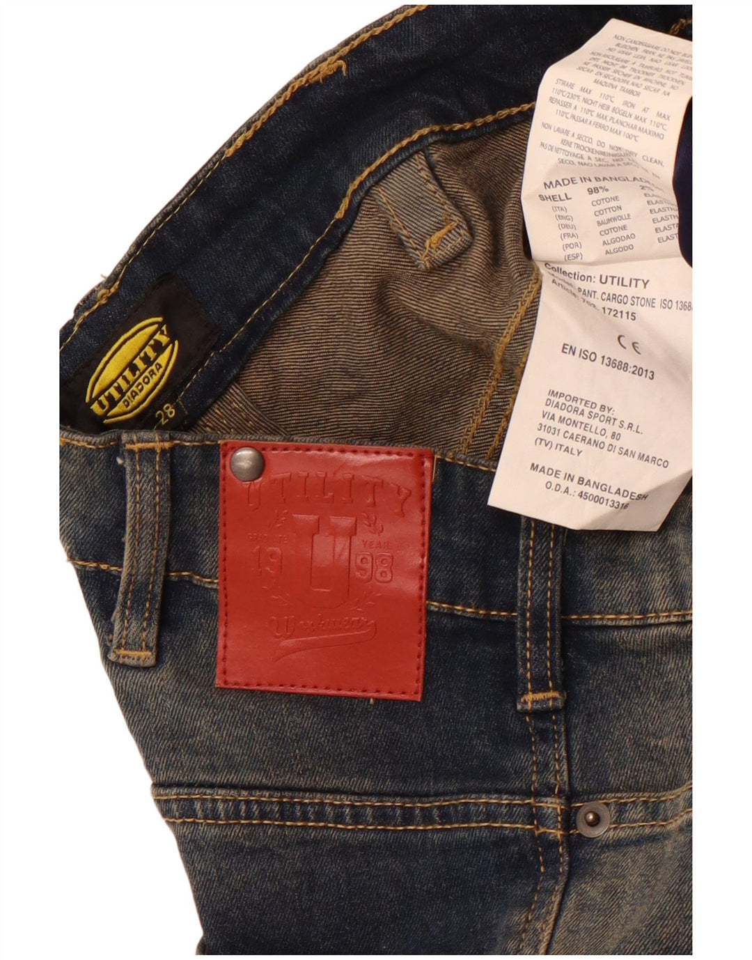 Damskie dżinsy Cargo Slim Diadora W28 L32 Granatowa bawełna