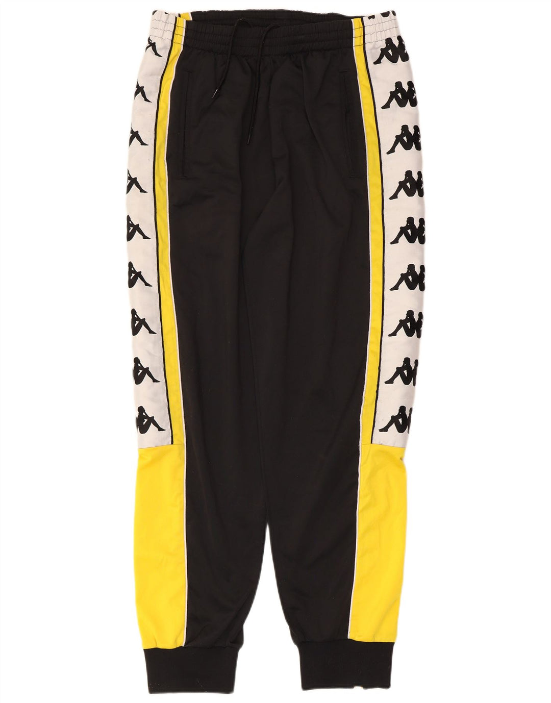 Męskie spodnie dresowe Kappa Joggery Duży czarny poliester z blokami kolorów