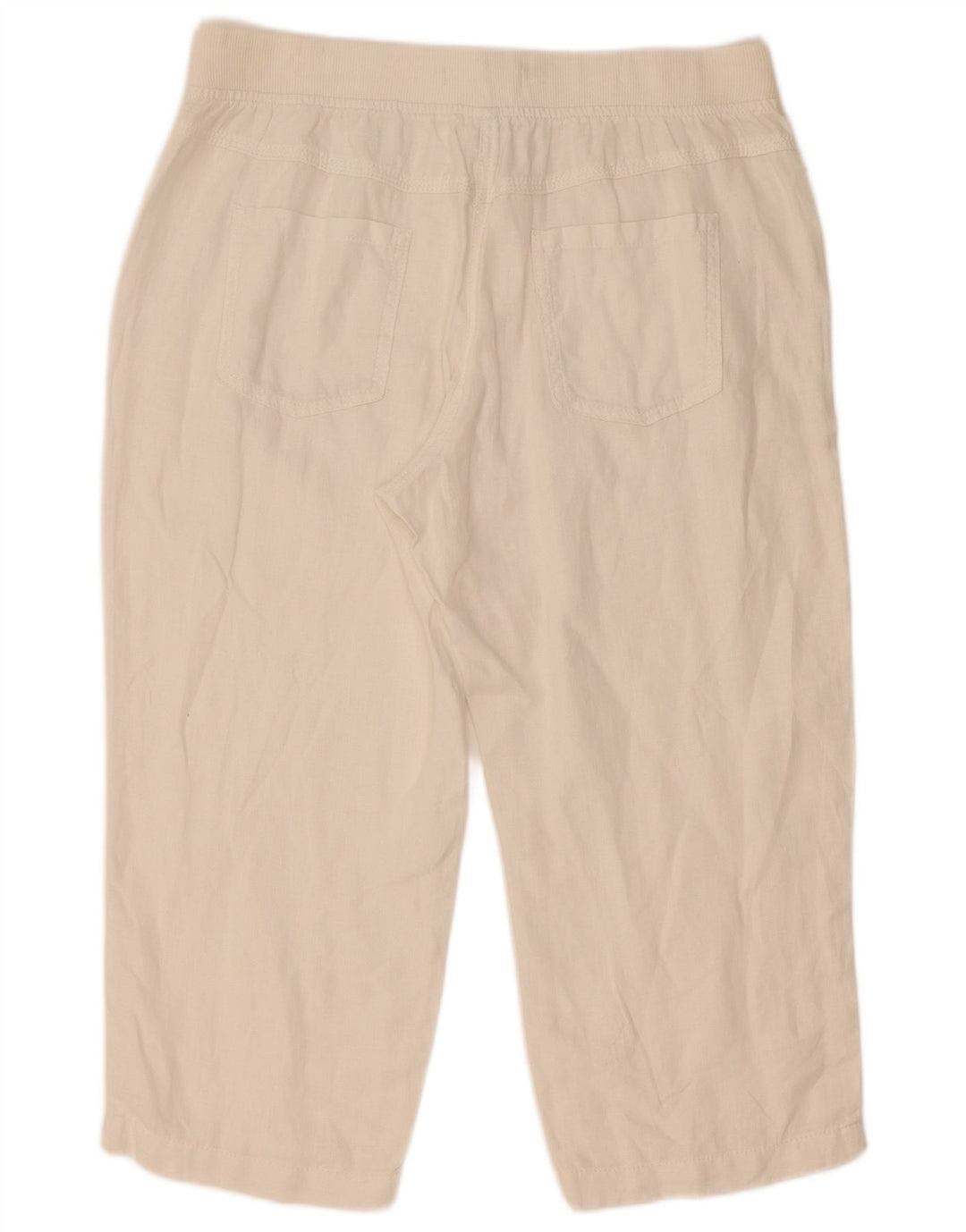 Marks & Spencer Damskie proste spodnie Capri W32 L21 Białe lniane