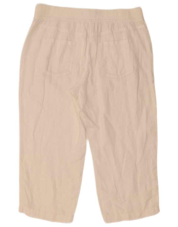 Marks & Spencer Damskie proste spodnie Capri W32 L21 Białe lniane