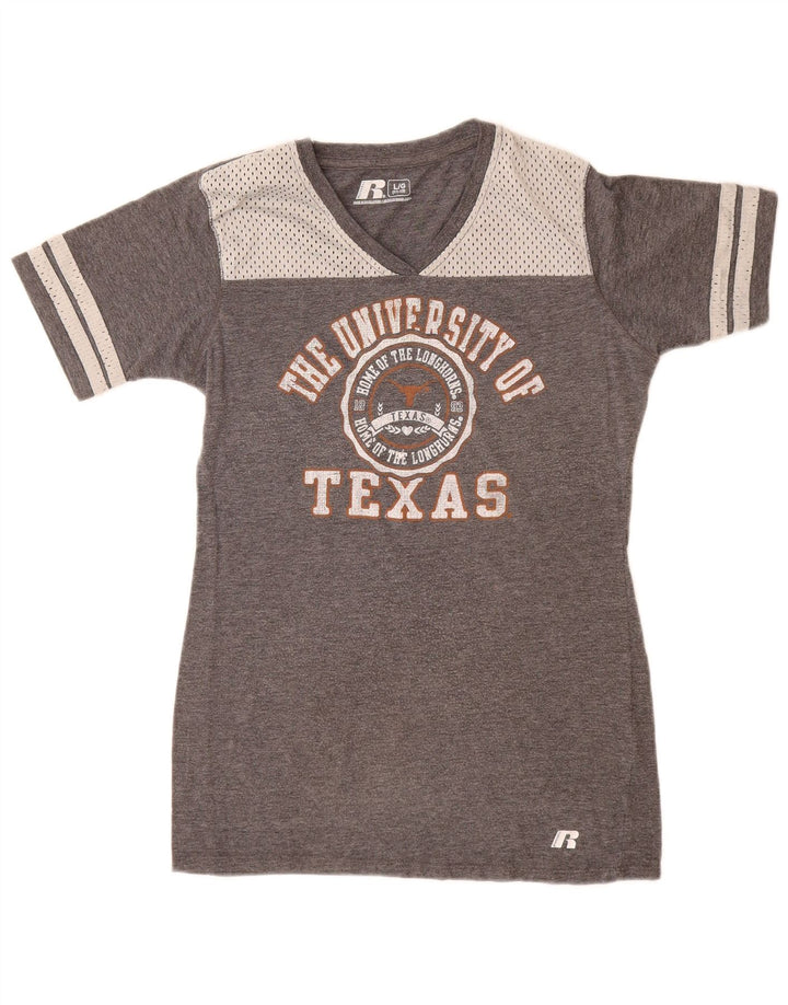 Koszulka dziewczęca Russell Athletic z grafiką, rozmiar 11-12 lat, duża, szary poliester