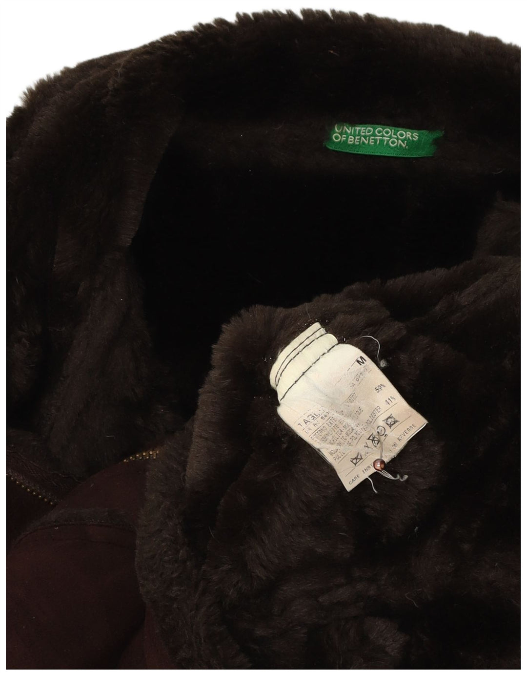 Kurtka damska BENETTON Sherpa UK 14 Średni brązowy akryl