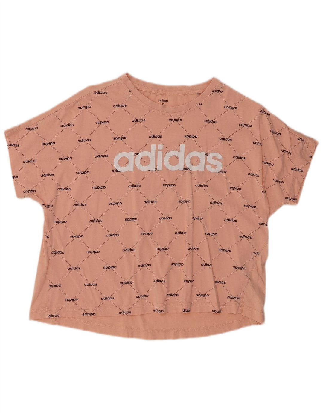 Damska koszulka oversize ADIDAS Crop Graphic Top UK 8/10 Mała różowa bawełna