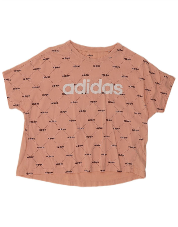 Damska koszulka oversize ADIDAS Crop Graphic Top UK 8/10 Mała różowa bawełna