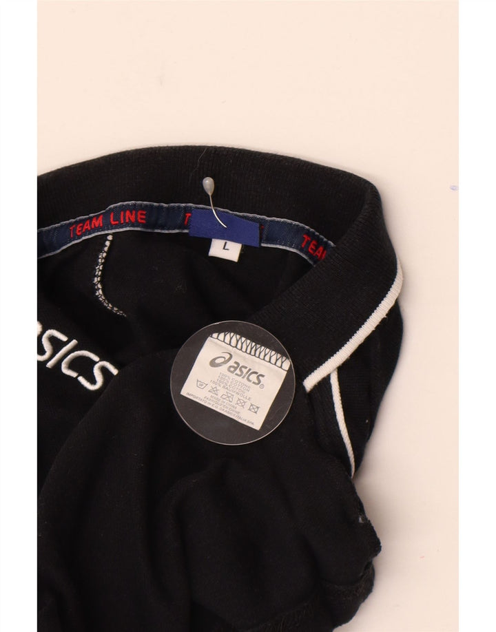 Męska koszulka polo z grafiką ASICS, duża, czarna, bawełniana