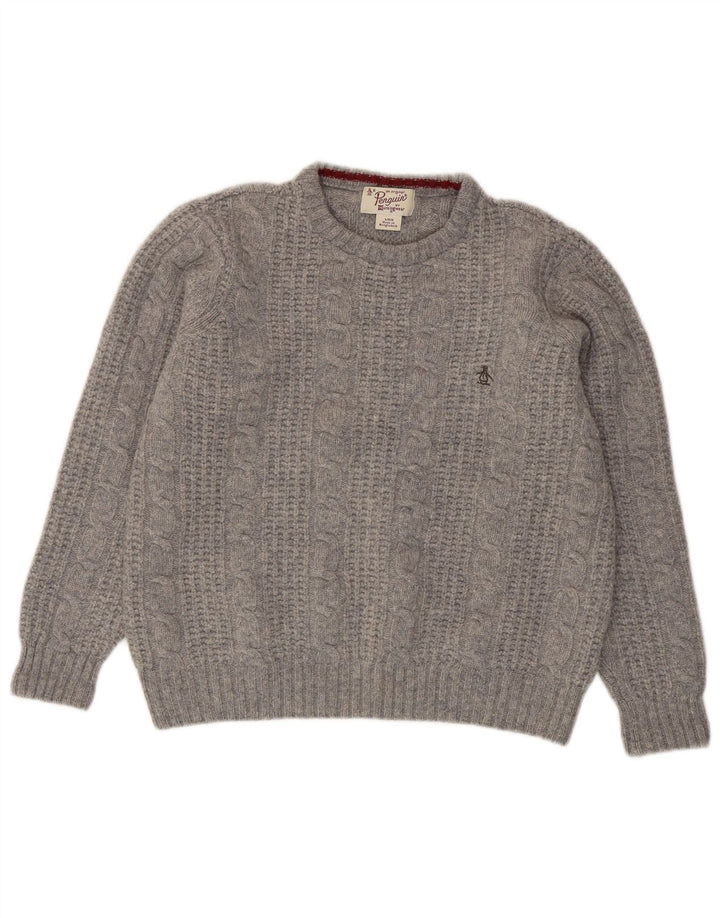 PENGUIN Womens Crew Neck Jumper Sweater UK 16 Large Grey Lambswool