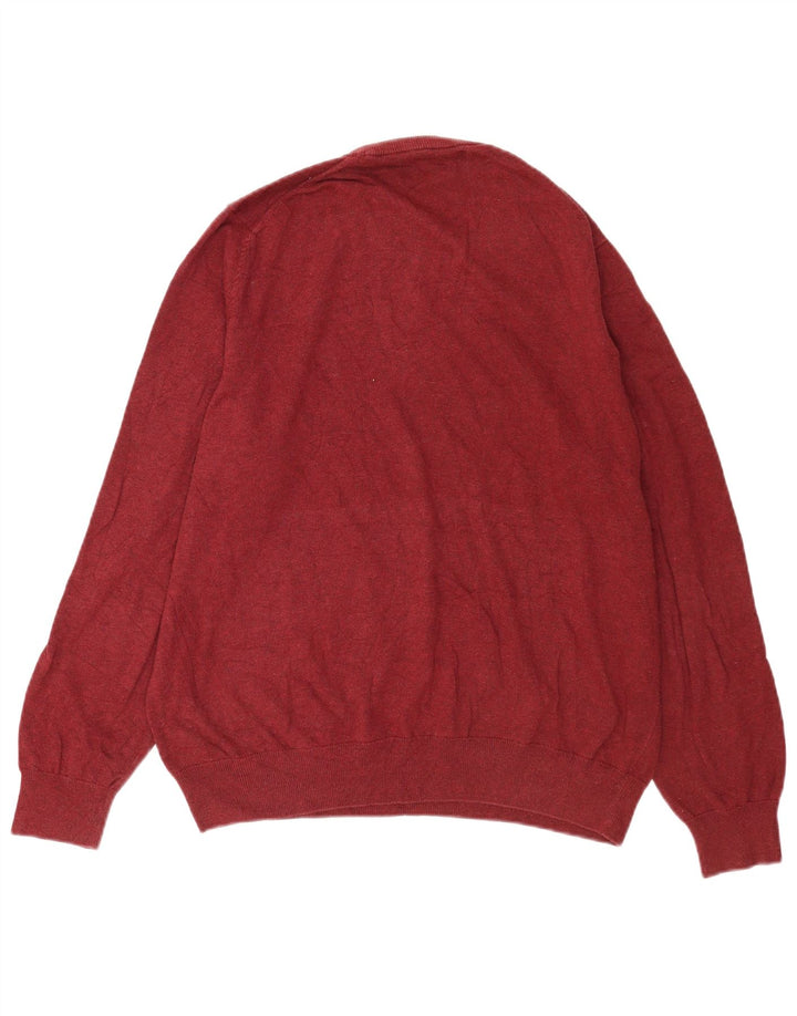 Marks & Spencer Męski sweter z okrągłym dekoltem XL, czerwony, bawełniany