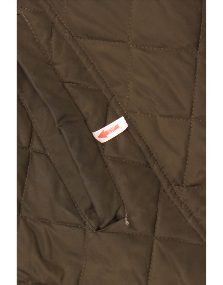 Damski pikowany płaszcz z kapturem Dkny UK 16, duży poliester khaki