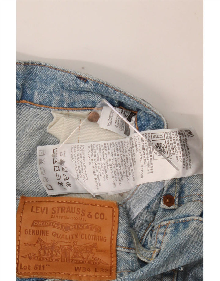 Męskie jeansy LEVI'S 511 Slim W34 L32 Niebieska bawełna