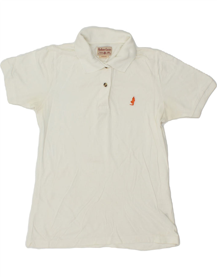 MARLBORO CLASSICS Womens Polo Shirt UK 12 Medium White Cotton Vintage Marlboro Classics and Second-Hand Marlboro Classics from Messina Hembry 