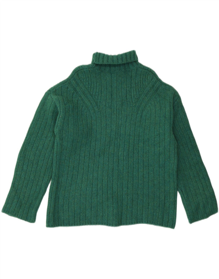Sweter damski Jigsaw z wywijanym dekoltem UK 14 Średniej zielonej wełny