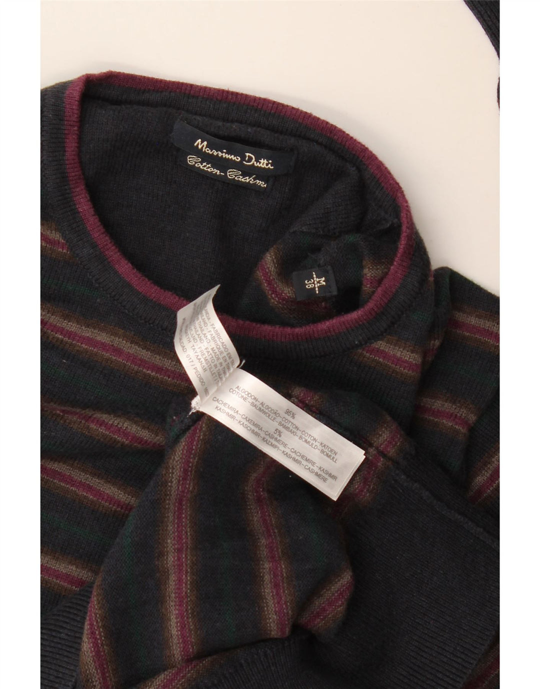 Męski sweter Massimo Dutti z okrągłym dekoltem EU 38, średni granatowy w paski