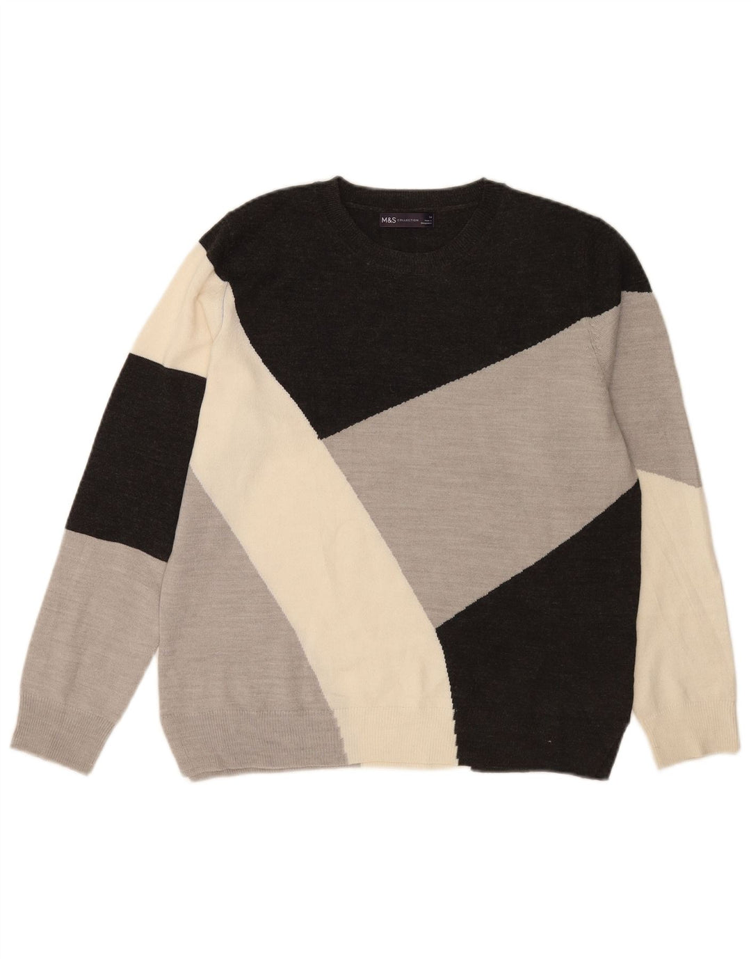 Marks & Spencer Damski sweter z okrągłym dekoltem, UK 14, duży, wielokolorowy