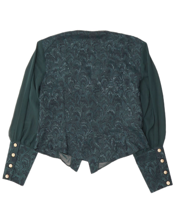 Damska bluzka koszulowa VINTAGE UK 18 XL Zielony kwiatowy poliester