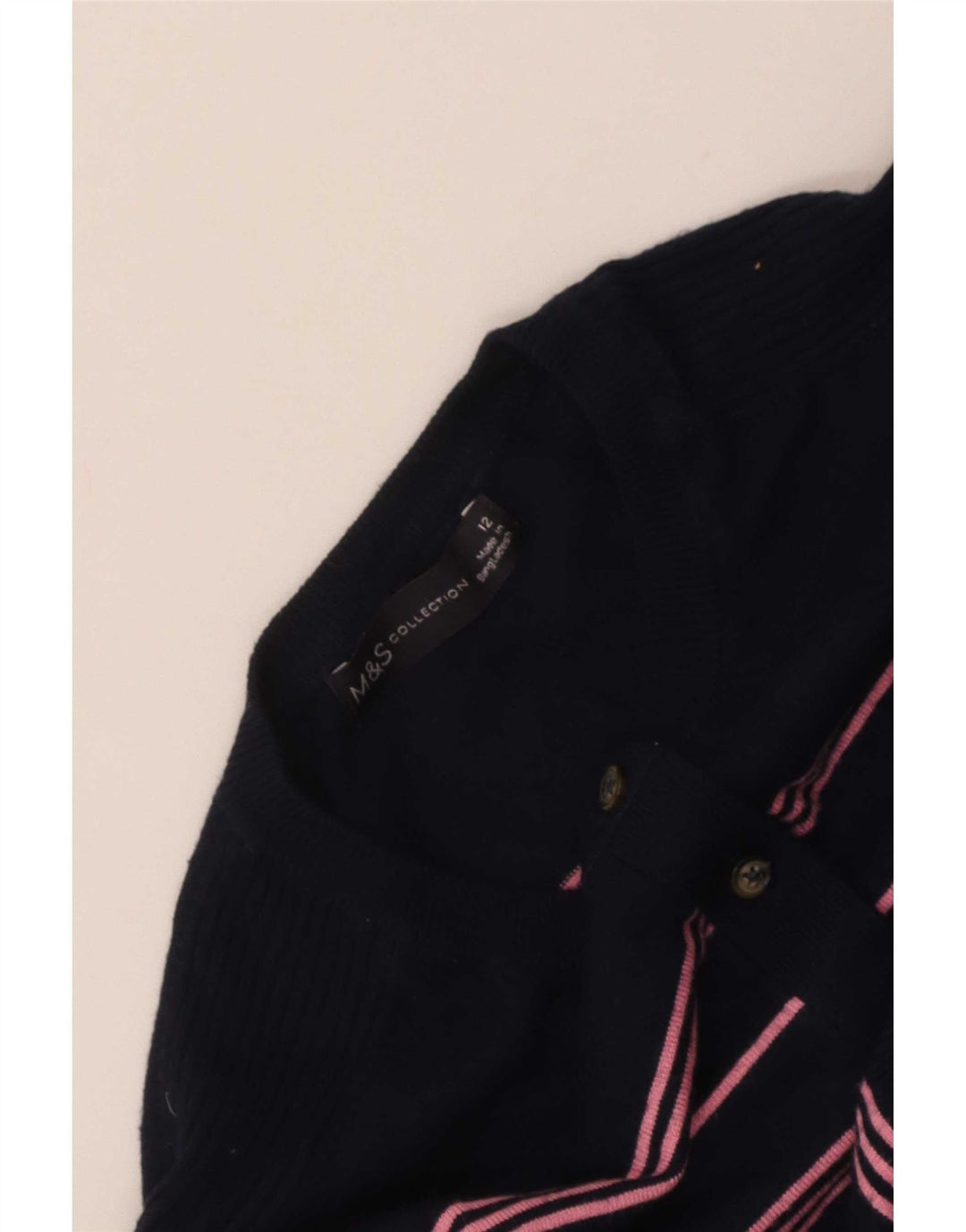 Marks & Spencer Damski sweter rozpinany UK 12, średni granatowy w paski
