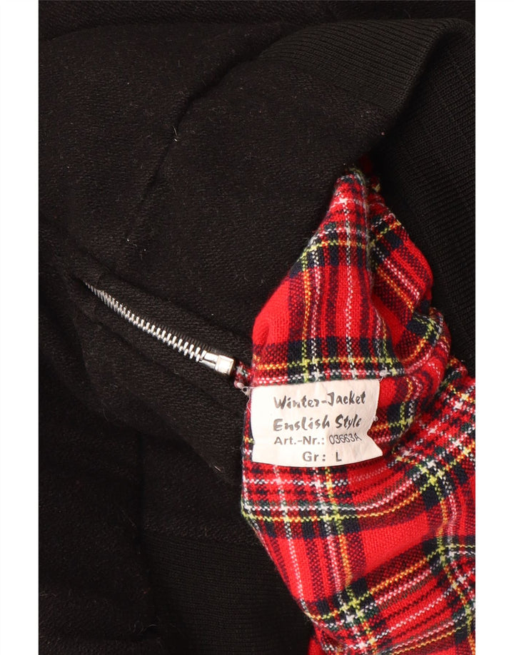 Vintage męska kurtka bomber UK 40 duża czarna wełna