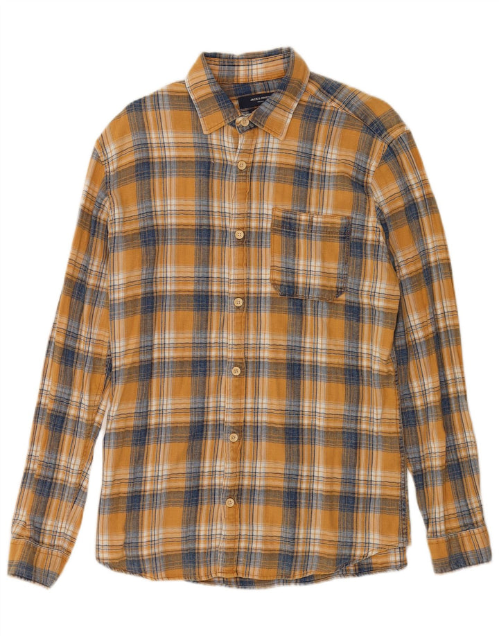 Męska koszula flanelowa Jack & Jones, duża, żółta, bawełniana krata