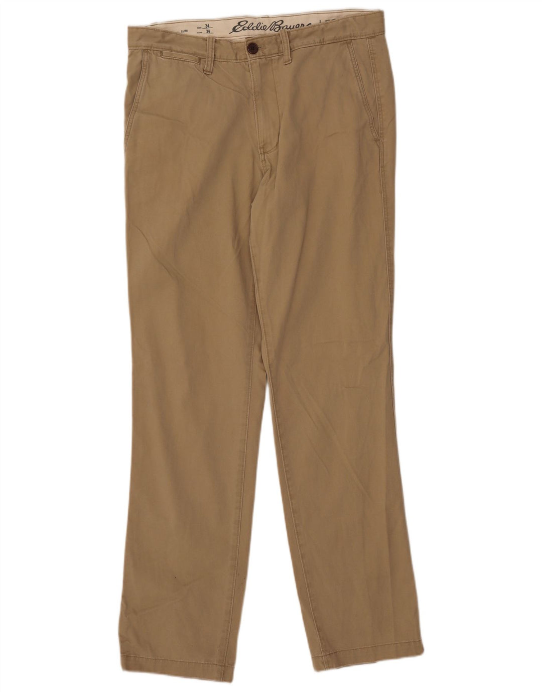 Spodnie męskie typu slim chino EDDIE BAUER W34 L34 beżowa bawełna