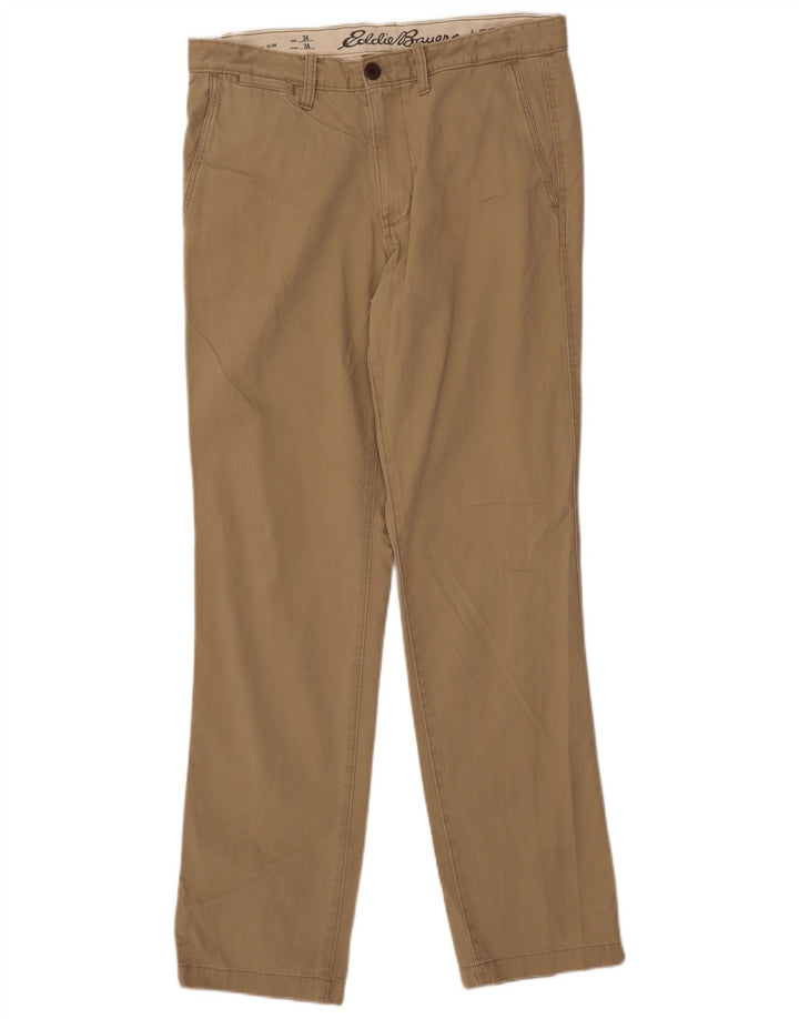 Spodnie męskie typu slim chino EDDIE BAUER W34 L34 beżowa bawełna