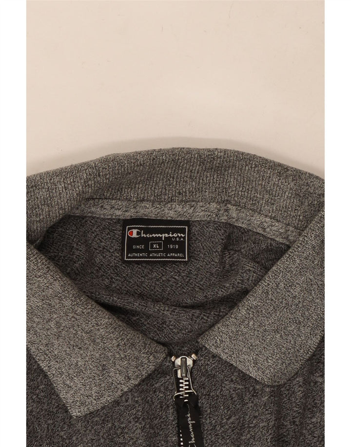 Męska koszulka polo z długim rękawem CHAMPION XL, szara, nakrapiana