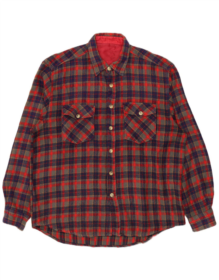 Męska koszula flanelowa XL w czerwoną kratę w stylu VINTAGE