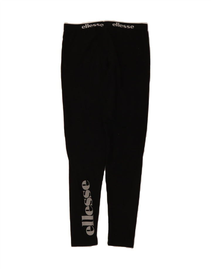 ELLESSE Womens Graphic Leggings UK 10 Small  Black Cotton Vintage Ellesse and Second-Hand Ellesse from Messina Hembry 