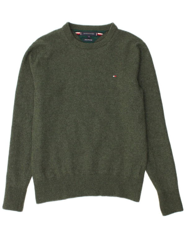 TOMMY HILFIGER Chłopięcy sweter z okrągłym dekoltem 13-14 lat XL, zielony, wełniany
