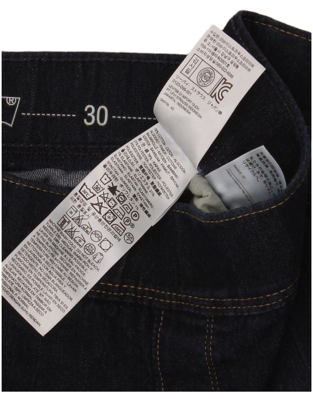Damskie jeansy Jegging Levi's W30 L30 Granatowa bawełna