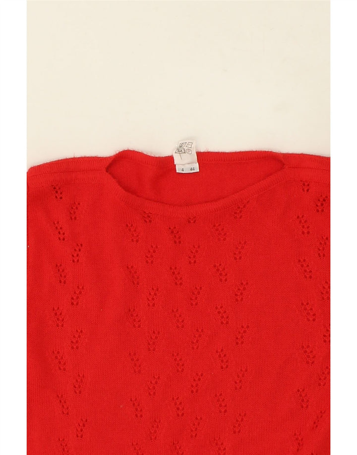 VINTAGE Womens Boat Neck Jumper Sweater IT 44 Medium Red Wool Vintage Vintage and Second-Hand Vintage from Messina Hembry 
