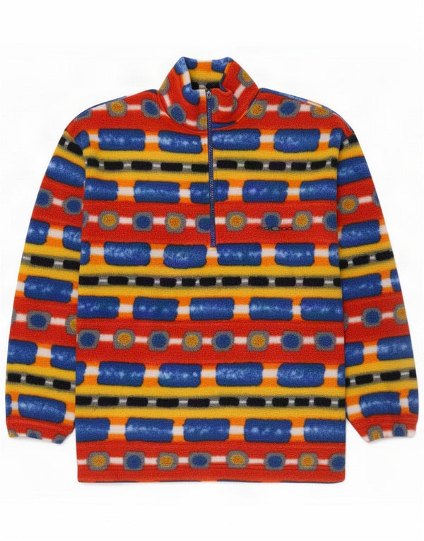 Cacao Mens Zip Neck Fleece Jumper 2XL Multicoloured Geometric