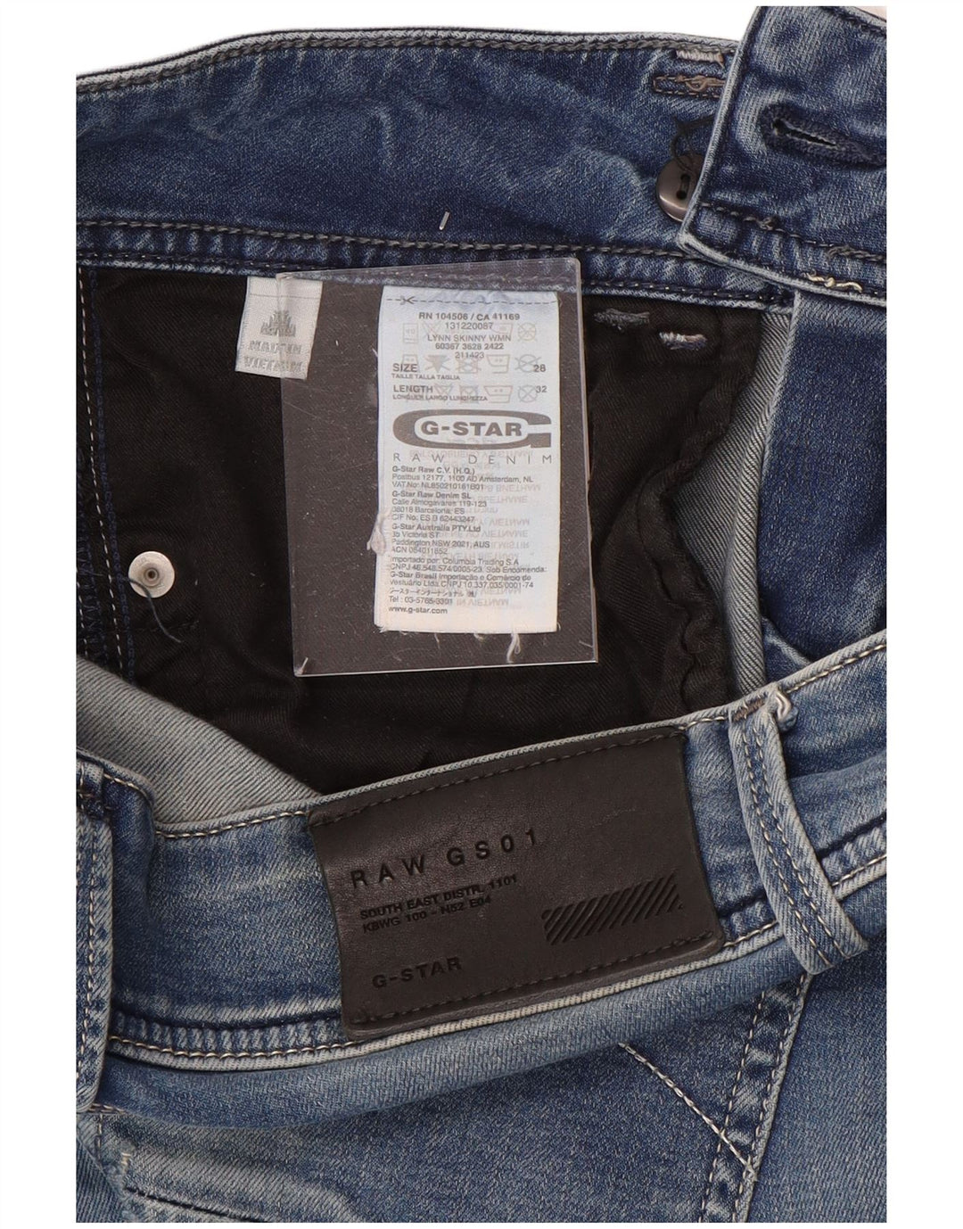 Damskie jeansy G-STAR 3301 W28 L32 Niebieskie
