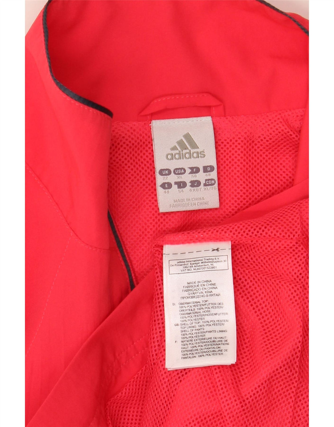 Damska kurtka dresowa Adidas UK 22 XL, czerwona, poliestrowa