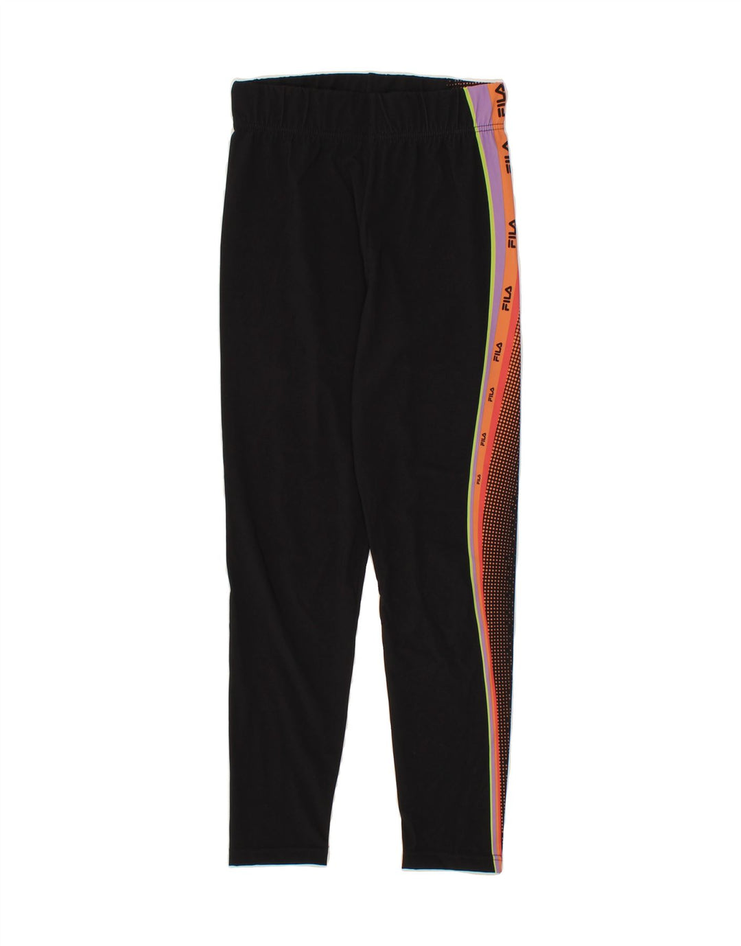 FILA Womens Graphic Leggings UK 8 Small Black Colourblock Nylon Vintage Fila and Second-Hand Fila from Messina Hembry 