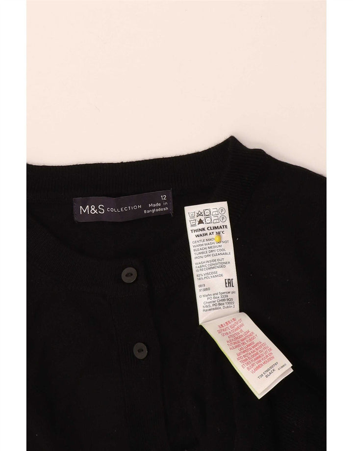 Marks & Spencer Krótki sweter damski UK 12 Średni czarny wiskoza