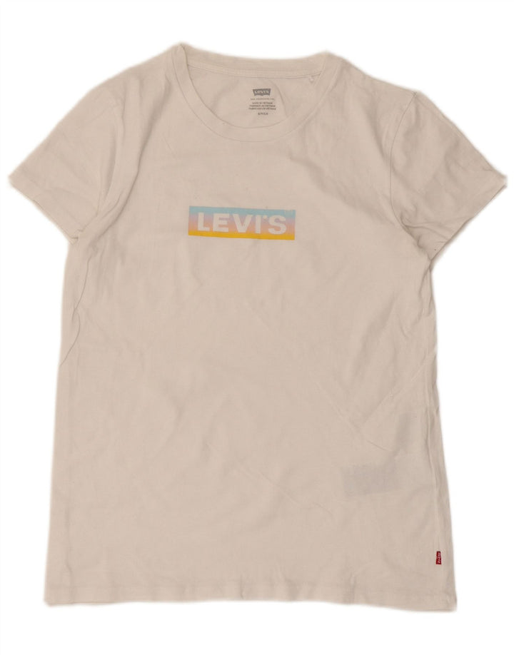 Damska koszulka z grafiką Levi's Top UK 8, mała, biała bawełna