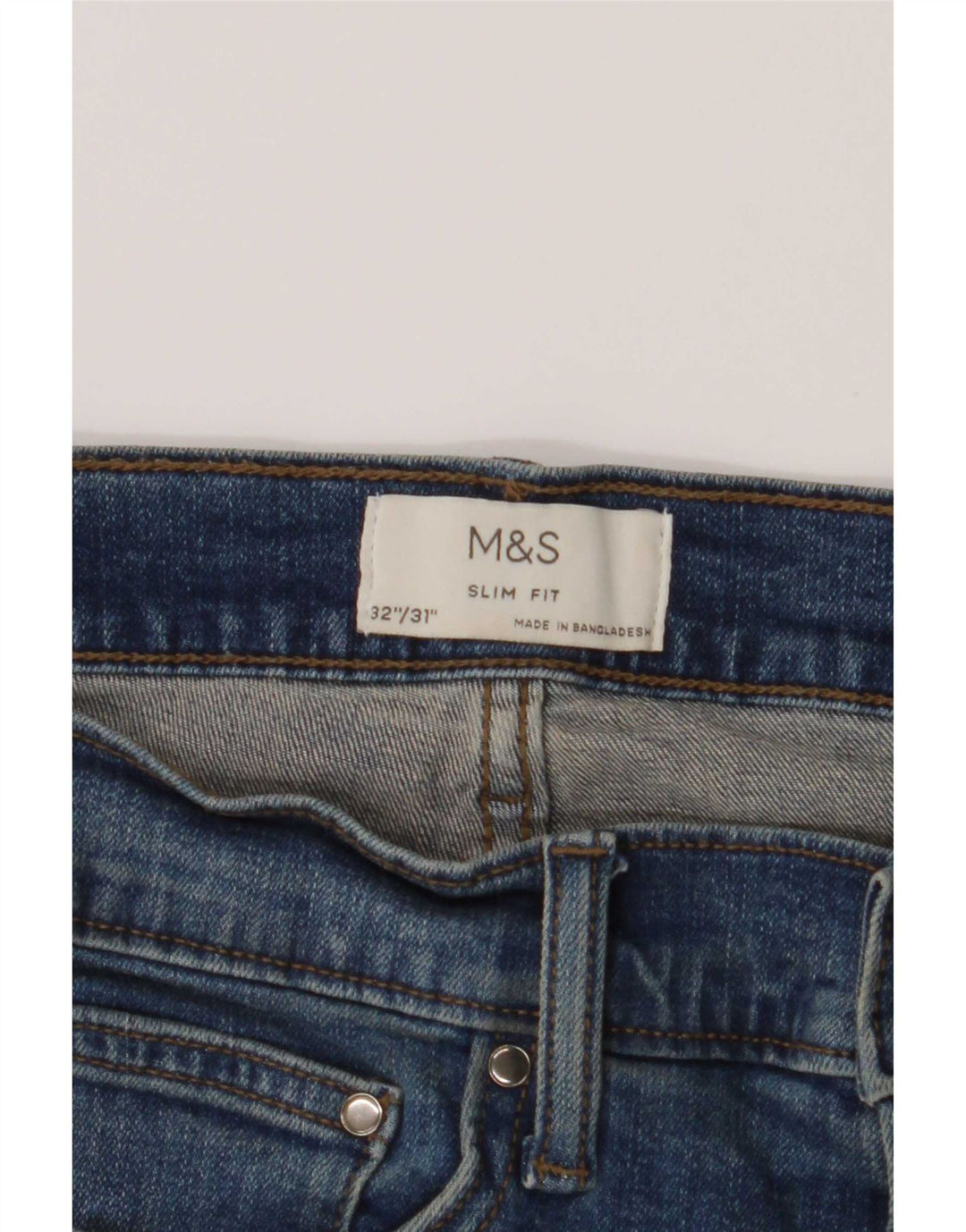 Marks & Spencer Męskie jeansy slim W32 L31 Niebieskie bawełniane