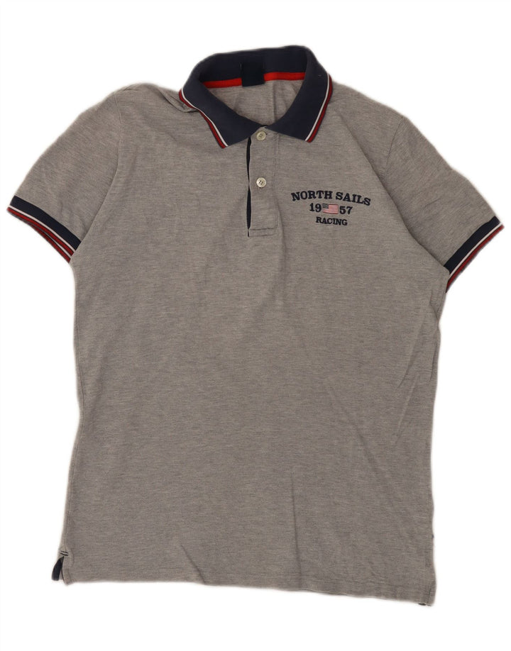 Męska koszulka polo North Sails z grafiką, mała, szara, nakrapiana