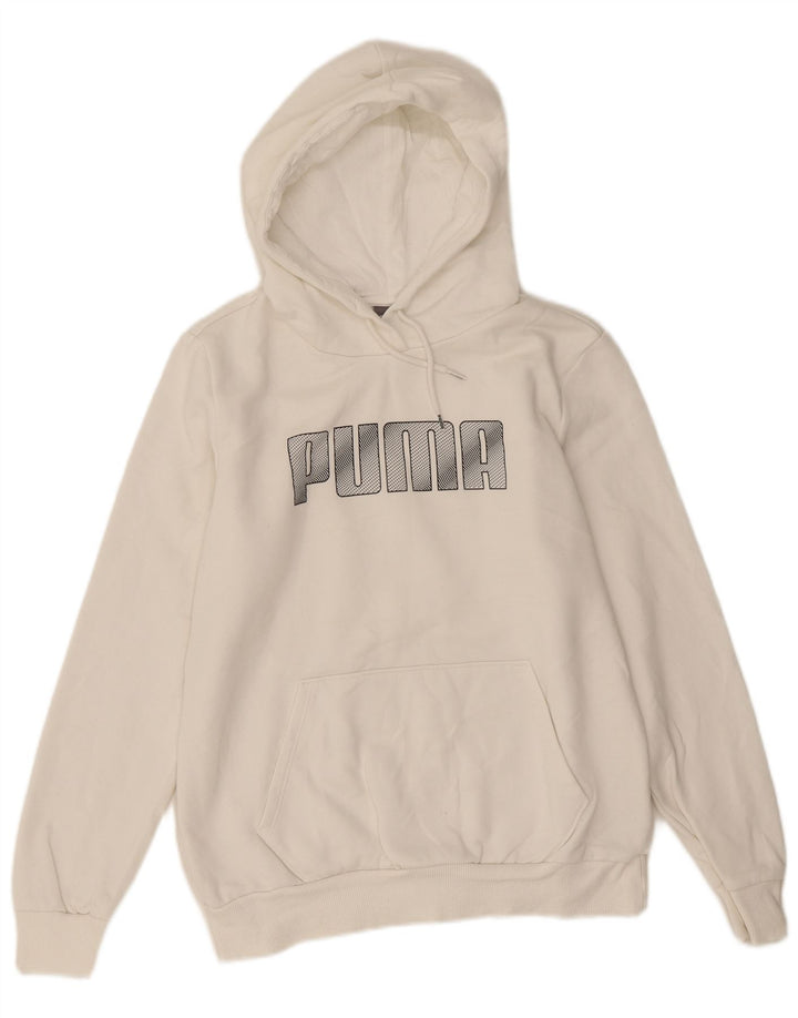 Damska bluza z kapturem Puma Graphic UK14 Średnia biała bawełna