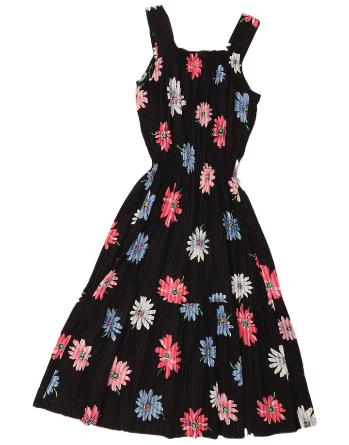 Damska sukienka letnia w stylu vintage UK 12, średnia czarna w kwiaty
