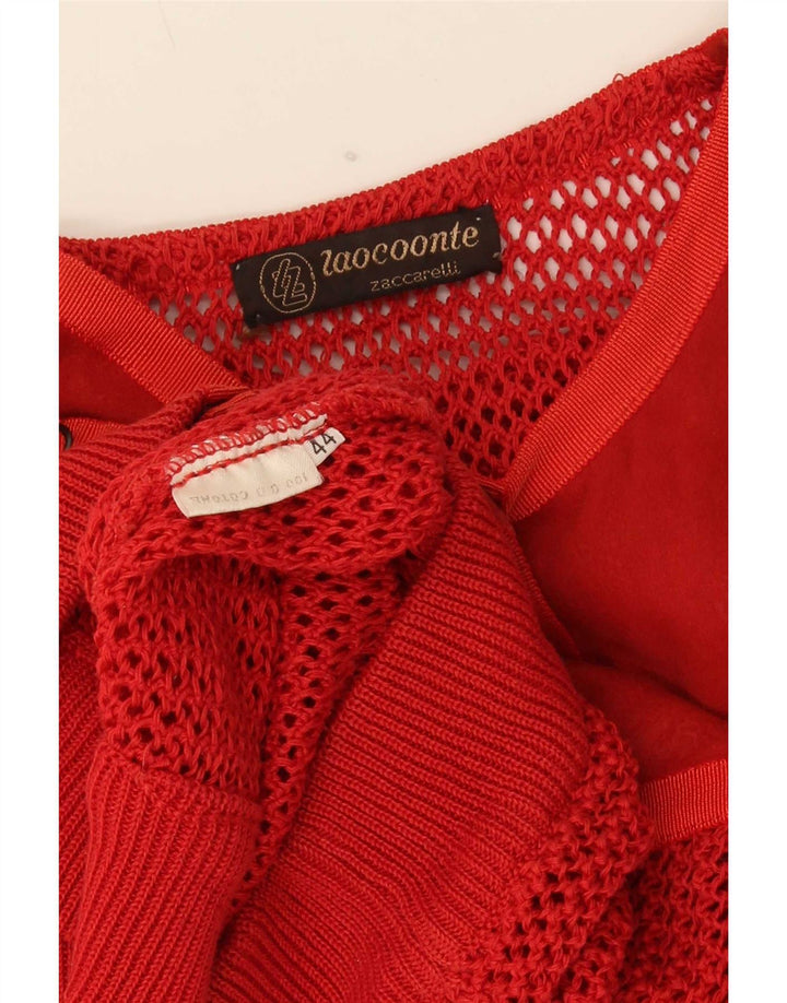 Sweter damski w stylu vintage, prześwitujący sweter IT 44, średni czerwony