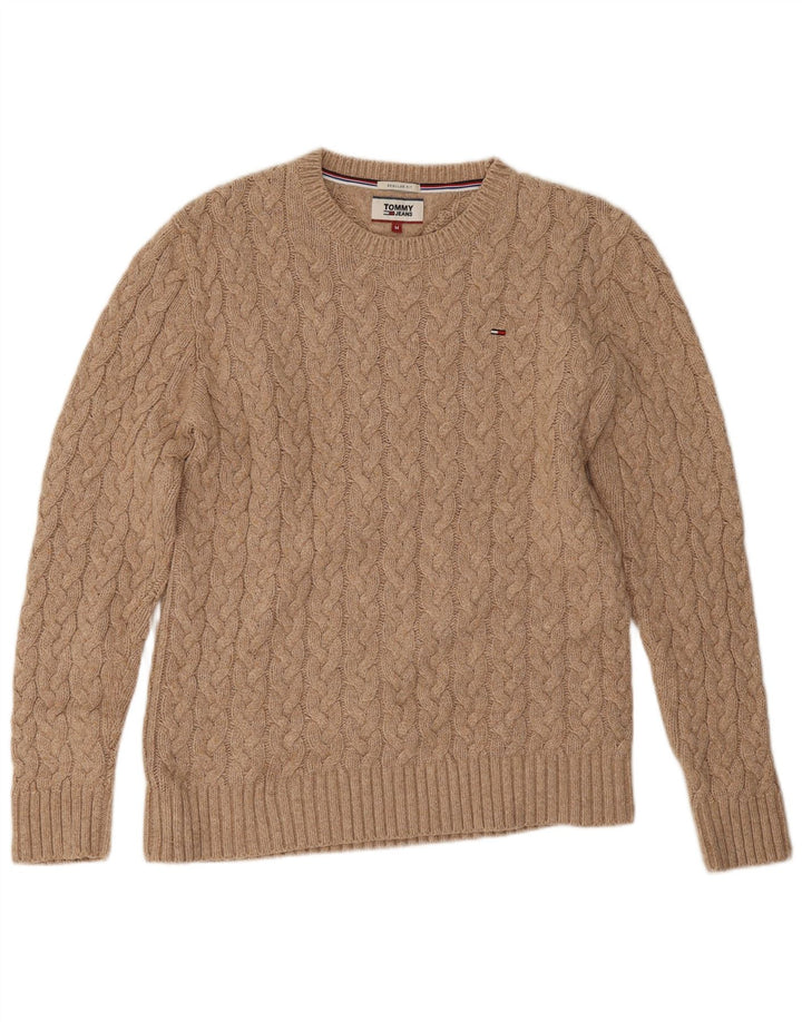 Męski sweter z okrągłym dekoltem Tommy Hilfiger o regularnym kroju, średni beż