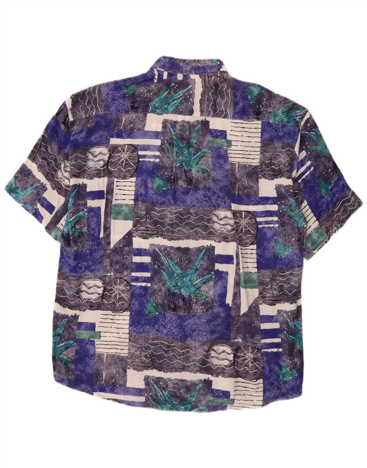 Conte Massimo Męska koszula z krótkim rękawem w abstrakcyjny wzór, rozmiar 43/44 XL, niebieska
