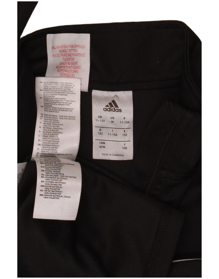 Adidas Chłopięca Koszulka Climalite Z Zip Neck Top Z Długim Rękawem 11-12 Lat Czarny Poliester