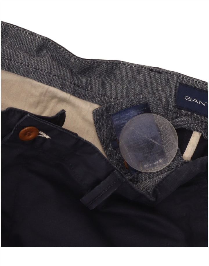 Spodnie męskie proste chino GANT W40 L34 granatowe bawełniane